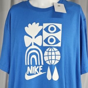 NWT XXL Nike The Nike Tee Shirt Sleeve Graphic T-shirt Blue and White